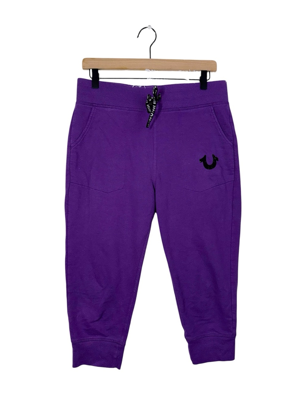 True Religion Capris Joggers Sweatpants Embellished Embroidered Pockets Y2K